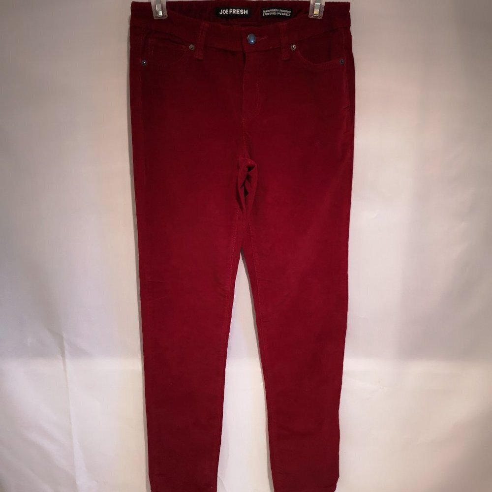 Joe Fresh Ladies Size 28 Waist Dark Red Slim Leg & Soft Corduroy Pants